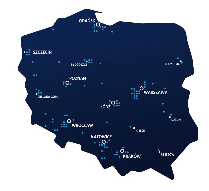 Mapa działalności Blue Assets w Polsce